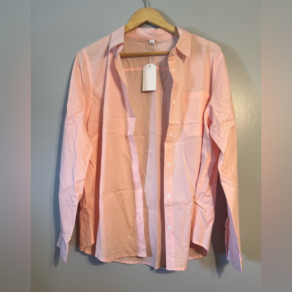 NWT Pink L/S Oversized Button Down Shirt